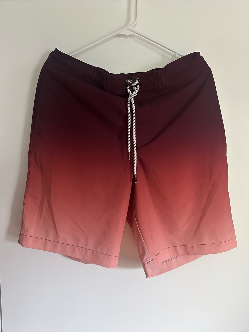 Sonoma Men's Ombre Swim Shorts in Burgundy and Blush